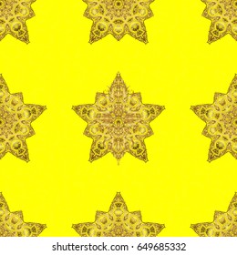Vector golden texture. Geometric background with rhombus and nodes. Vector seamless pattern on a yellow background. Abstract geometric pattern. Golden background. Seamless geometric pattern.