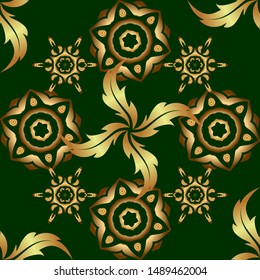 Vector golden texture, gold lines and grids seamless pattern, curved metal, foil background with 3D visual effects on a background.