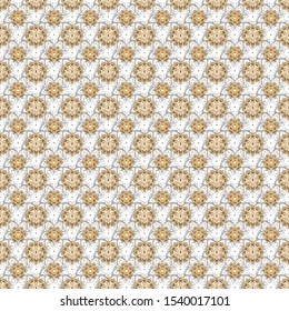 Vector golden texture, gold lines and grids seamless pattern, curved metal, foil background with 3D visual effects on a background.