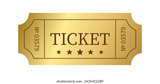 Vector golden ticket isolated on white background