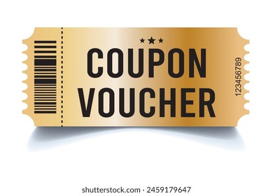 Vector golden ticket isolated on white background