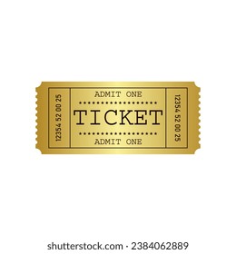 Vector golden ticket template. Admit one.Vector illustration.