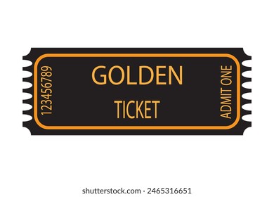 Vector golden ticket template. Cinema, theater, concert, game, party, event, festival gold ticket design eps 10