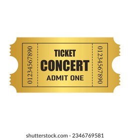 Vector golden ticket template.Concert ticket.Invite.Vector illustration.