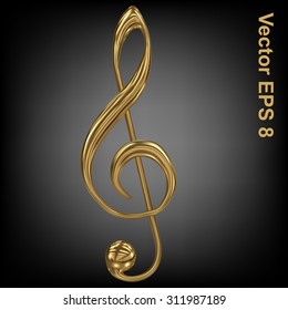 Vector dorado trébol clef. Eps 8 usando malla.