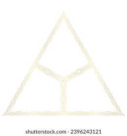 Vector golden triangle segmented parts with ornate drawing borders.