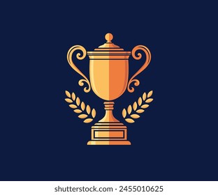 Vector de oro Trofeo con Laurel Corona