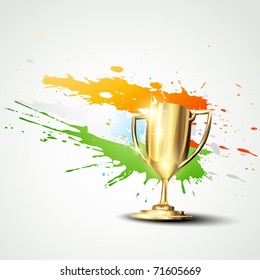 trofeo de oro vectorial sobre fondo abstracto