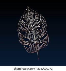 Vector Golden Tropical Palm Leaves. Hand drawn exotic leaves isolated design elements. Vector illustration