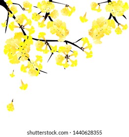 vector golden trumpet , beautiful yellow tree 