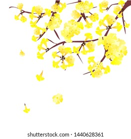 vector golden trumpet , beautiful yellow tree 