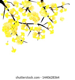 vector golden trumpet , beautiful yellow tree 