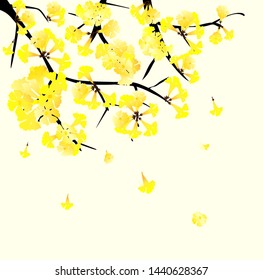 vector golden trumpet , beautiful yellow tree 