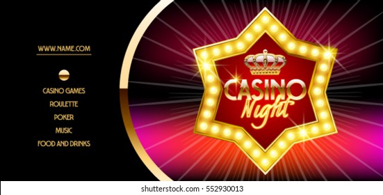 Bilhete vip dourado com estrela brilhante para o evento noturno no cassino