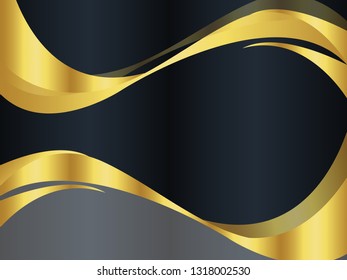 Vector golden wavy wave abstract swoosh background. Wavy waves banner color line for web banner. Abstract orange wave, lines wave texture background, web design abstract card, abstract banners. 