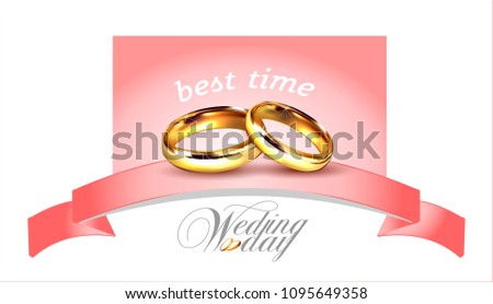 Vector Golden Wedding Rings Rings Bride Stock Vektorgrafik