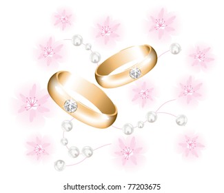 vector golden wedding rings with diamonds