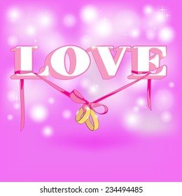 Vector golden wedding rings with ribbon