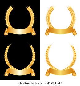 vector golden wheat laurels