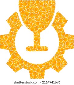 Vector golden wine industry mosaic icon. Wine industry is isolated on a white background. Golden items mosaic based on wine industry icon.