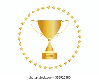 Vector golden winner cup, isolated on white background