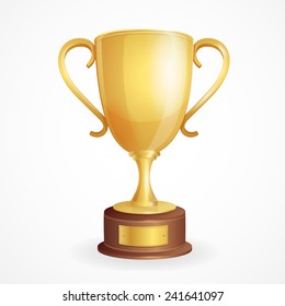 Vector golden winner cup on white background