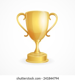Vector golden winner cup on white background