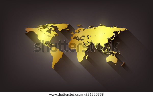 Vector Golden World Map Illustration On Stock Vector (Royalty Free 