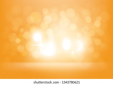 Vector golden yellow abstract background with bright flashes, light rays, bokeh effect and honeycomb texture