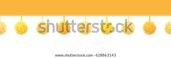 Vector Golden Yellow Decorative Pom Poms Stock Vector (Royalty Free