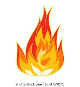 Vector golden yellow fire and a mixture of burning red fire. illustration of a camping fire