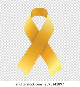 Vector golden or yellow ribbon symbol isolated for Childhood Cancer Awareness campaign