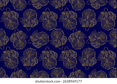 Vector goldfish lines arranged in a seamless pattern.