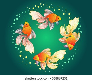 vector goldfish on a background