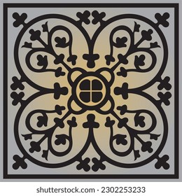 Vector gold-gray colored square ornament of ancient Greece. Classic tile pattern of the Roman Empire