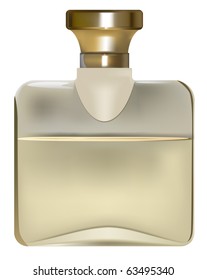 vector goldish perfume bottle on white background