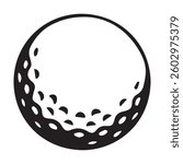 Vector Golf Ball - Black and White Close-up Icon isolated on transparent background. three-dimensional vector illustration eps file
