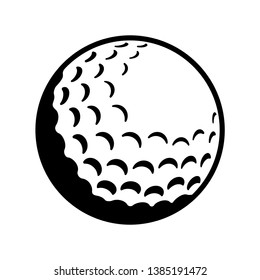 Vector Golf Ball - Black and White Isolated Icon