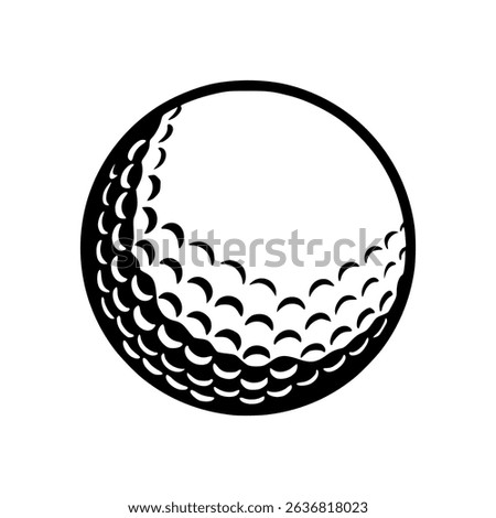 Vector Golf Ball - Black and White Close-up Icon isolated on transparent background. three-dimensional vector illustration eps file