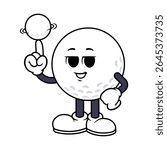 Vector Golf Ball Character Spinning Golf Ball on Finger