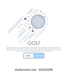 Vector Golf Ball Concept Thin Line Icons Template