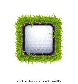 Vector Golf Ball In The Hole One Application Icon Isolated On White