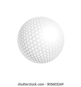 Vector golf ball isolated on white. Golf ball. Vector illustration a traditional white golf ball. Golf element for design logo 