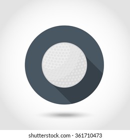 Vector Golf ball modern design icon,sign,symbol,pictogram in flat style with long shadow isolated on a circle.Concept for web banners 