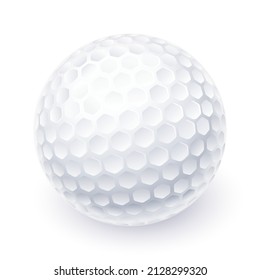 Balón de golf vectorial con textura detallada realista aislada sobre fondo blanco
