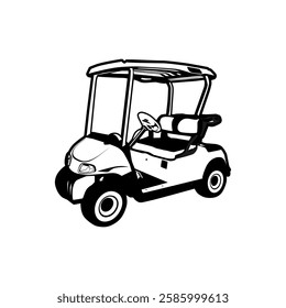 vector golf cart buggies monochrome silhouette illustration