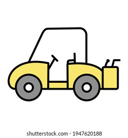 Vector Golf Cart Outline Icon Design
