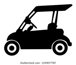 Vector of golf cart silhouette isolated on white background. Monochrome illustration of transportation. Sport and recreation.