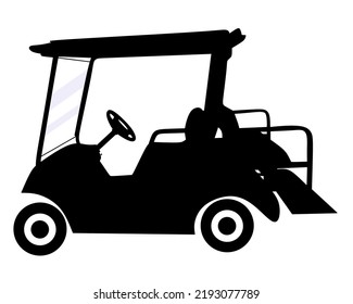Vector of golf cart silhouette isolated on white background. Monochrome illustration of transportation. Sport and recreation.