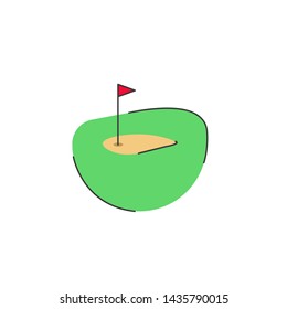 Vector golf hole. Green field and white lines.  Golf sport